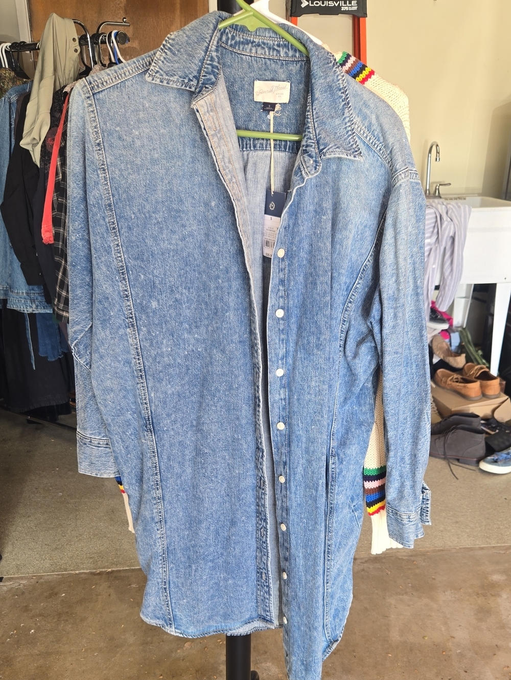 NWT Light Blue Denim Button-Front Shirt Jacket/Dress/Duster S